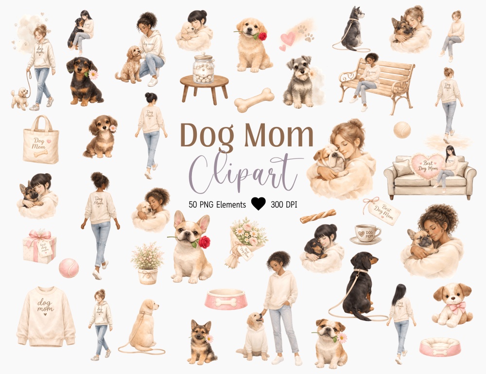 Dog Mom Clipart Pack