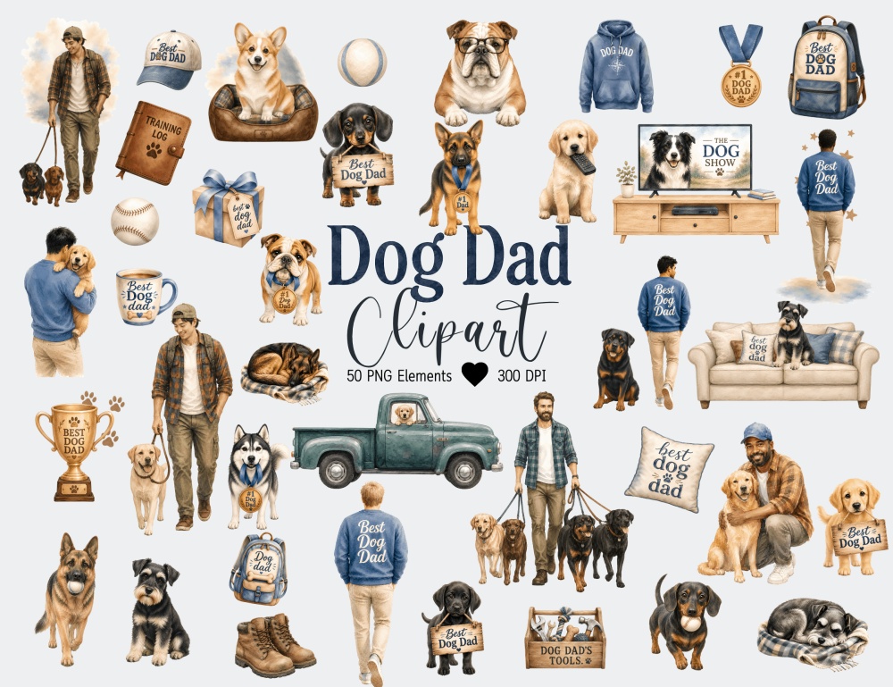 Dog Dad Clipart Pack