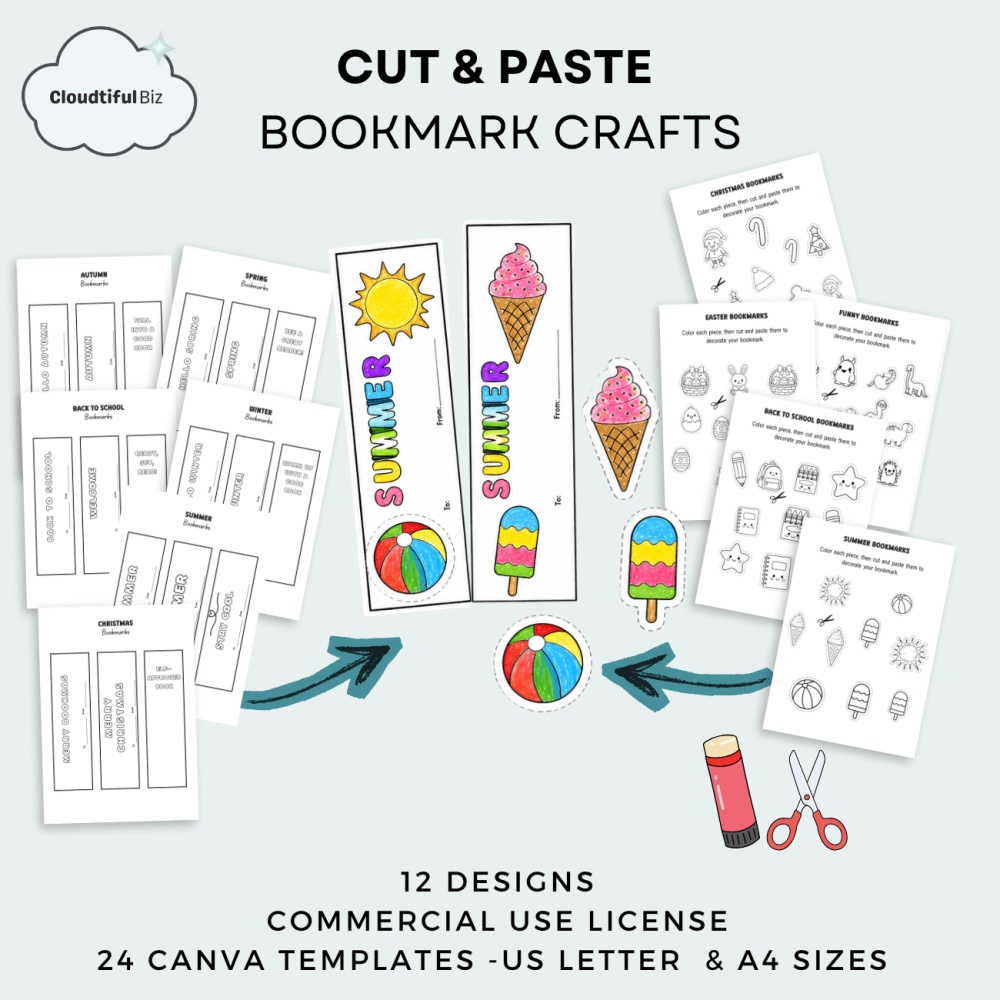 Cut & Paste Bookmark Craft Pack