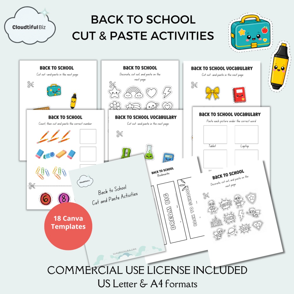 Back to School Cut and Paste Activities